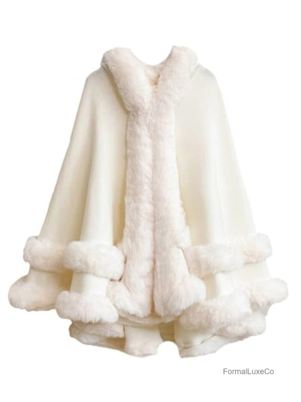 Oversized Knitted Shawl Wrap Faux Fur Trim Open Front Poncho Cardigan Cape